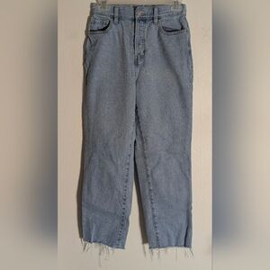 PacSun High Rise Straight Leg Jeans Raw Hem Light Wash Size 25